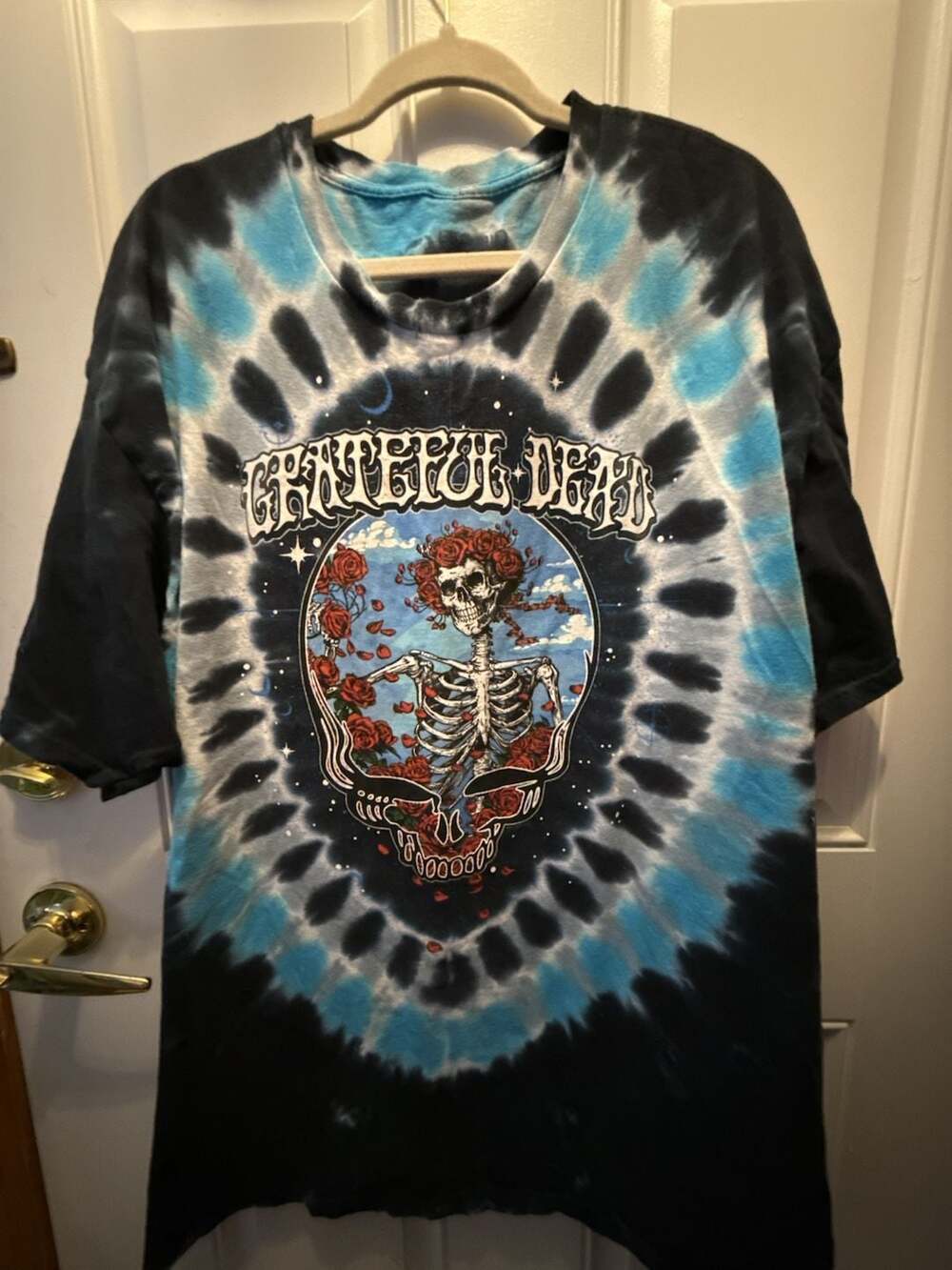 Liquid Blue Grateful Dead Skull and Roses Tie Dye T-Shirt 2XL